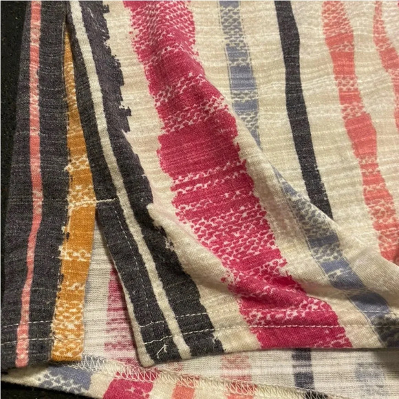 NWT Zac & Rachel Button-Down Stripe  Roll Tab Sleeve Tie Front Top Blouse Sz PS - Picture 6 of 9